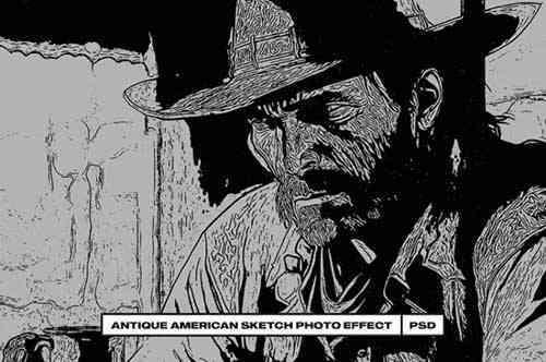 Antique American Sketch Photo Effect