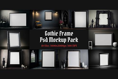 Gothic Frame Psd Mockup Pack, Digital Frame, Wall Art Mockup