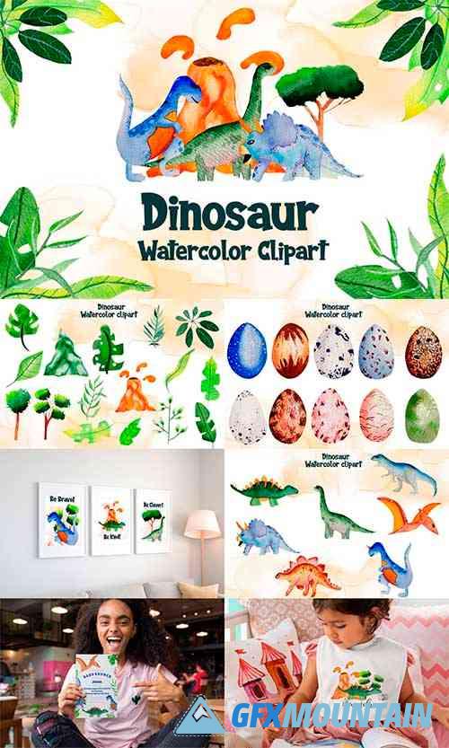 Watercolor Dinosaur Clipart