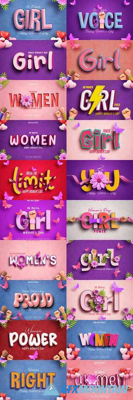 Womens day psd style text effect editable