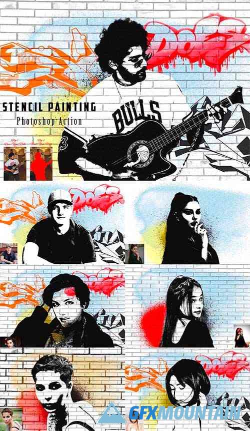 Stencil Painting Photoshop Action