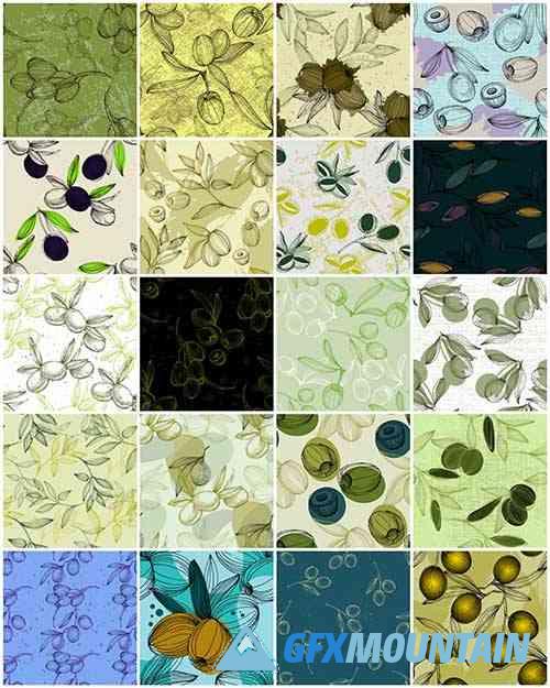 Olive Seamless Patterns Vector Templates