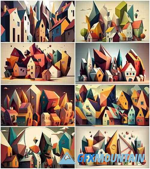 Geometric Village Wallpapers in 6K