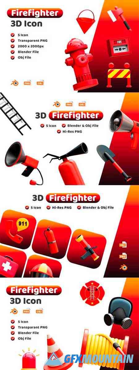 Firefighter 3D Icon