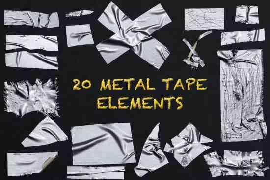 Realistic Metal Tape Isolated Object Overlays