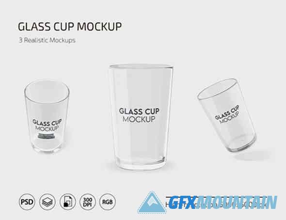 Realistic Glass Cups PSD Mockups Templates