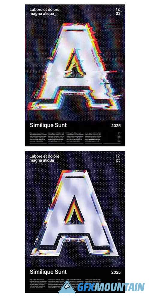 Modern Abstract Poster Layout with Colorful Glitch Backdrop
