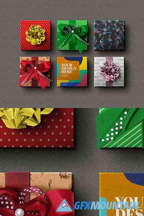 Square Gift Boxes Mockup