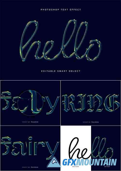 3D Holographic Chrome PSD Text Effect