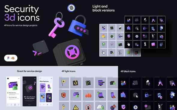Security 3d icon kit