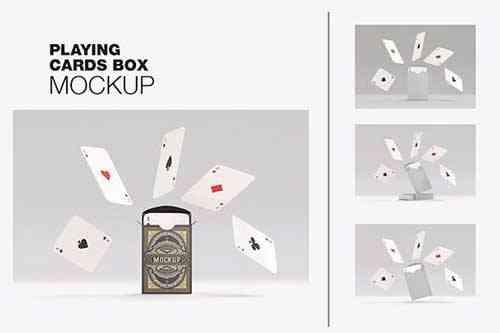 Set Boxes with Playing Cards Mockup