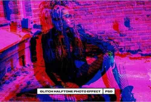Glitch Halftone Photo Effect