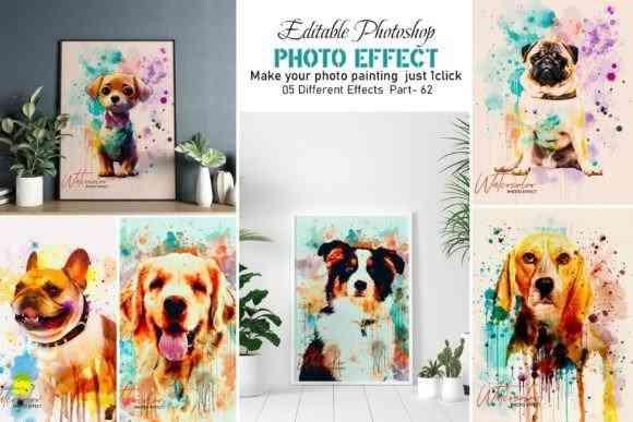 Dog Watercolor Painting Photo Effect