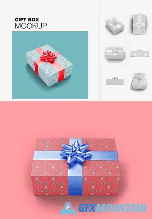 Set Gift Box Mockup with Bow Mockup