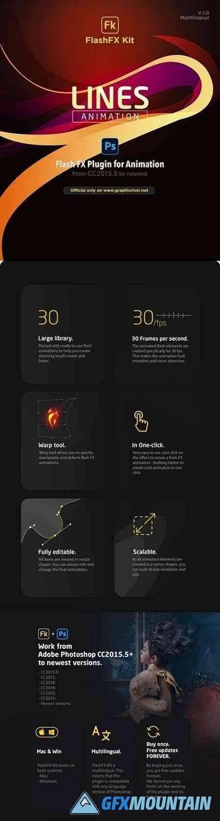 FlashFX Kit Lines Animations for Photoshop - 2d Vfx Plugin