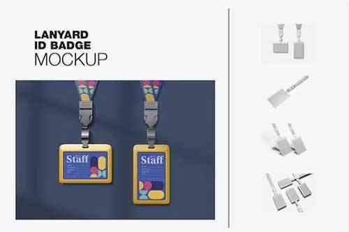 Set Lanyard ID Badge Mockup