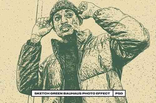 Sketch Green Bauhaus Photo Effect