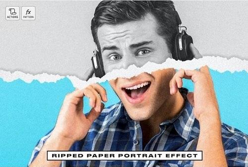 Ripped Paper Portrait Effect