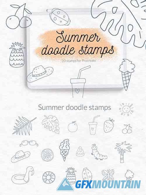 Summer doodle stamps brushes