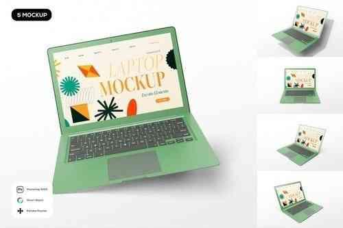 Green Laptop Generic Mockup