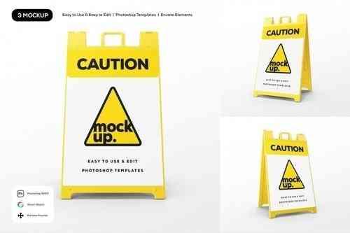 Caution Signboard Mockup