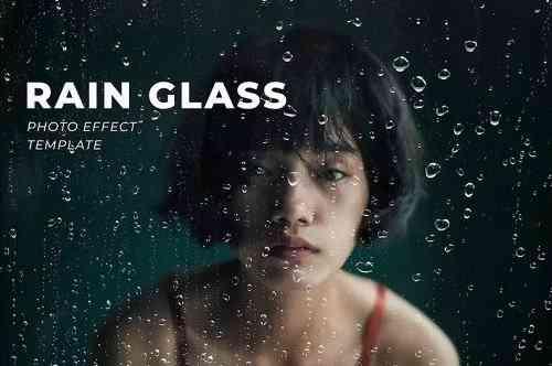 Rain On The Glass Photo Effect Mockup