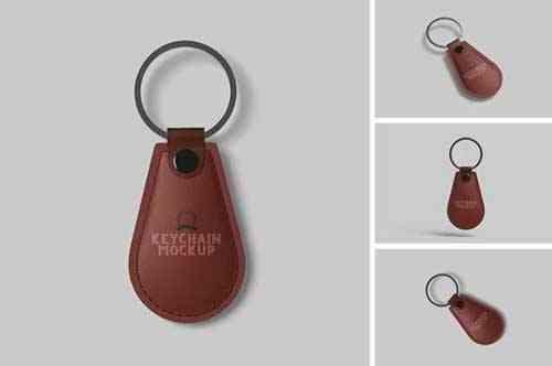 Leather keychain Mockup