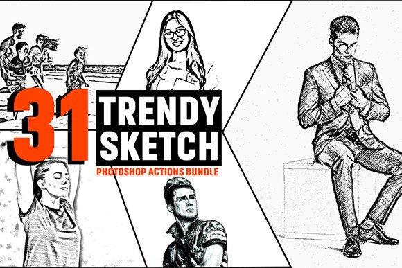 Trendy Sketch Photoshop Actions Bundle