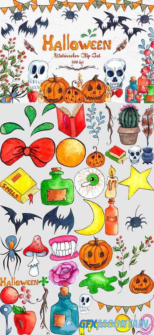 Halloween Watercolor Clipart