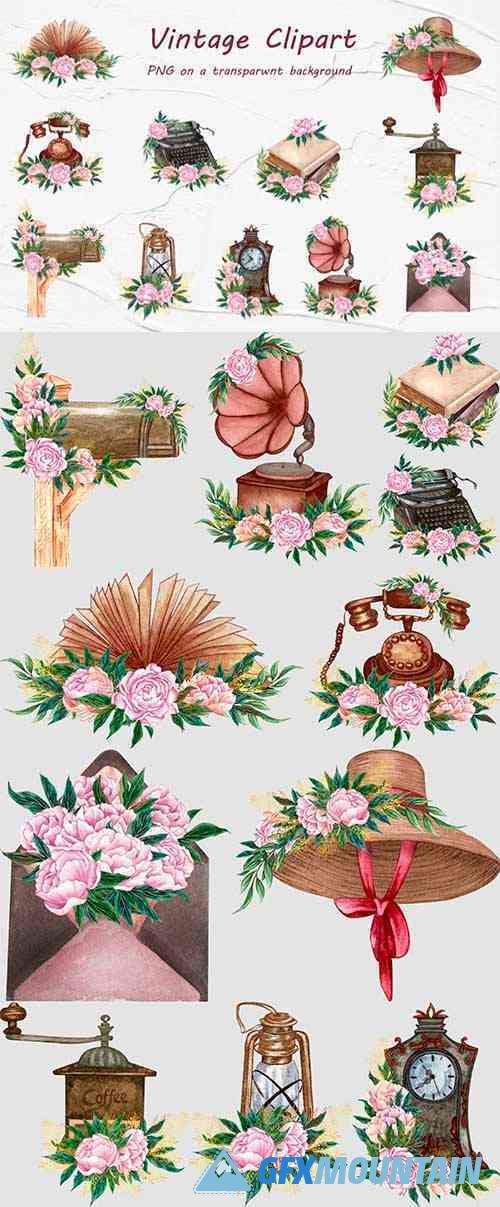 Floral Vintage Clipart