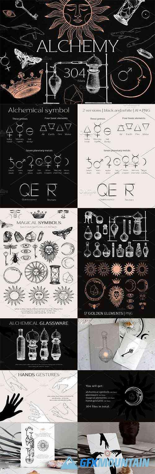 Alchemy - Magical Elements & Symbols - Modern Graphic Collection
