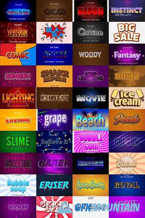 Editable 3D Text Effects Vector Templates Pack