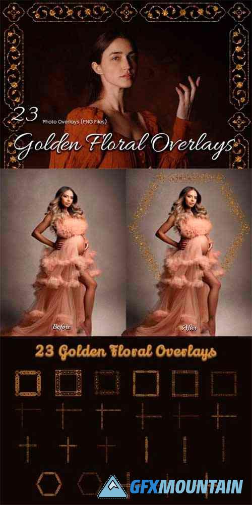 Golden Floral Photoshop Overlay
