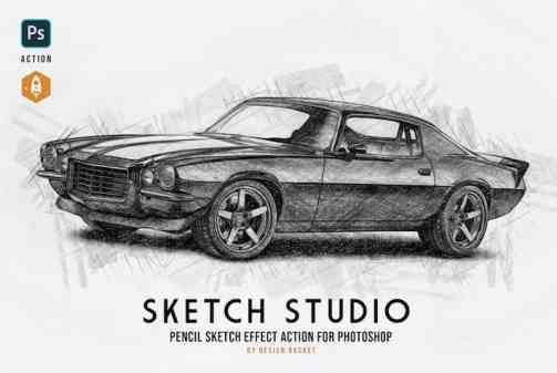 Sketch Studio Artistic Photoshop Pencil Sketch Effect Action