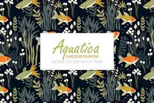 Aquatica - Fish & Plants Vector Pattern