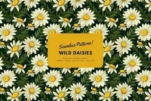 Wild Daisies Floral Pattern Seamless