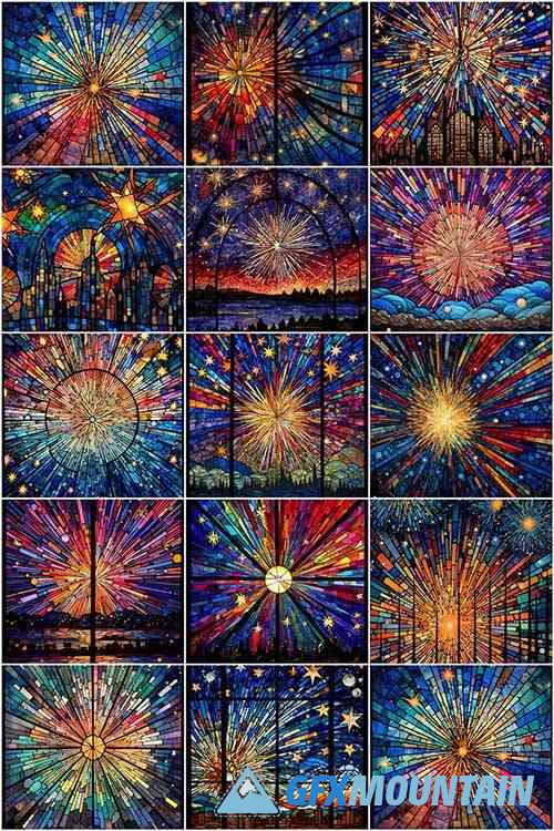 Speckled Glass Fireworks Backgrounds