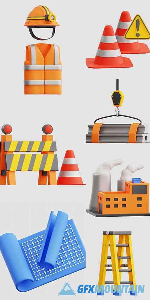 Construction Icon 3D Illustration