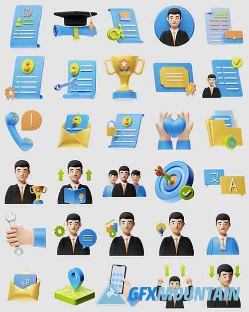 3D Resume Icons