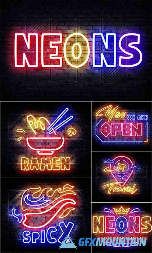 Neon Outline Photoshop Template