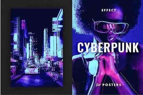 Cyberpunk Poster Photo Effect