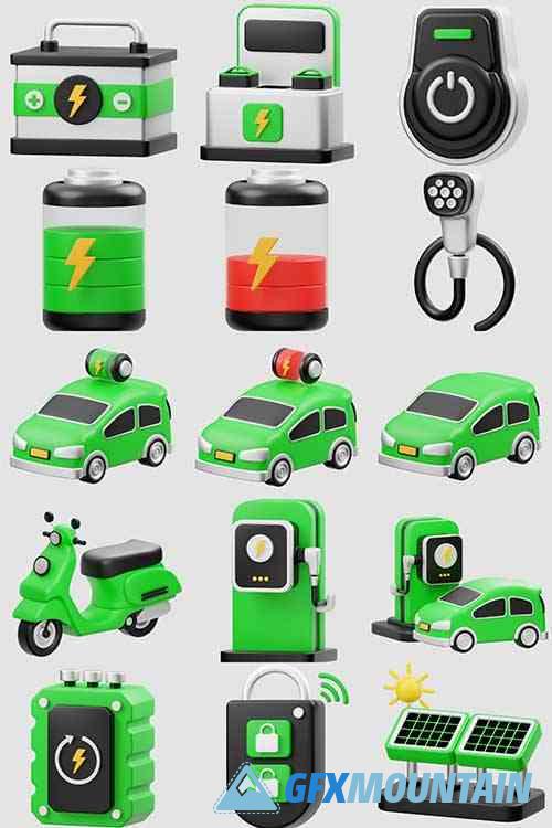 Electric Vehicle 3D Icon