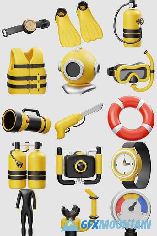 Diving Equipment 3D Icon