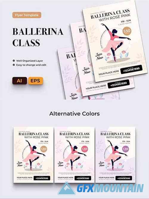 Ballerina Sport Class Flyer Ai & EPS Template