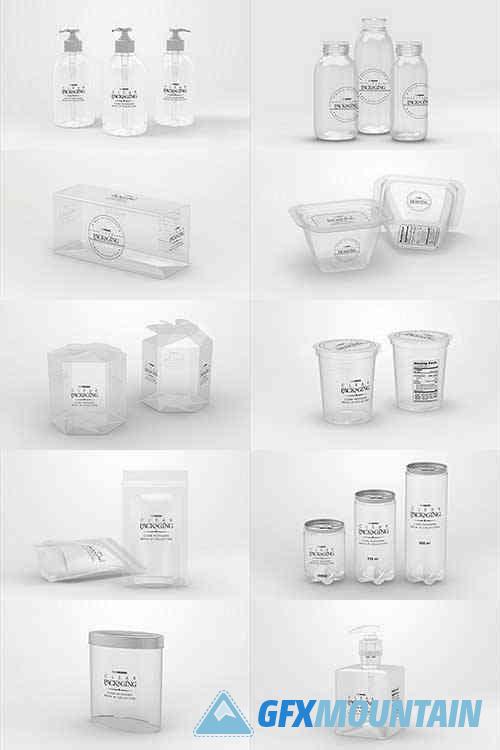 Clear Container Packaging PSD Mockups Bundle