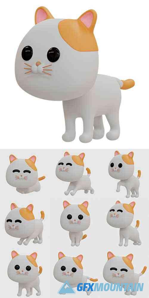 3D Cute Cat Illustration
