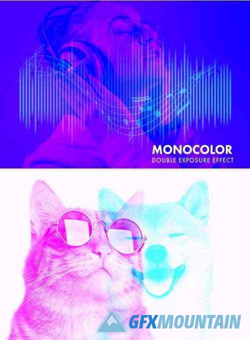 Monocolor Double Exposure Photo Effect