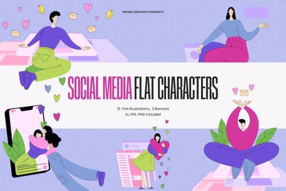 Social Media Flat Characters