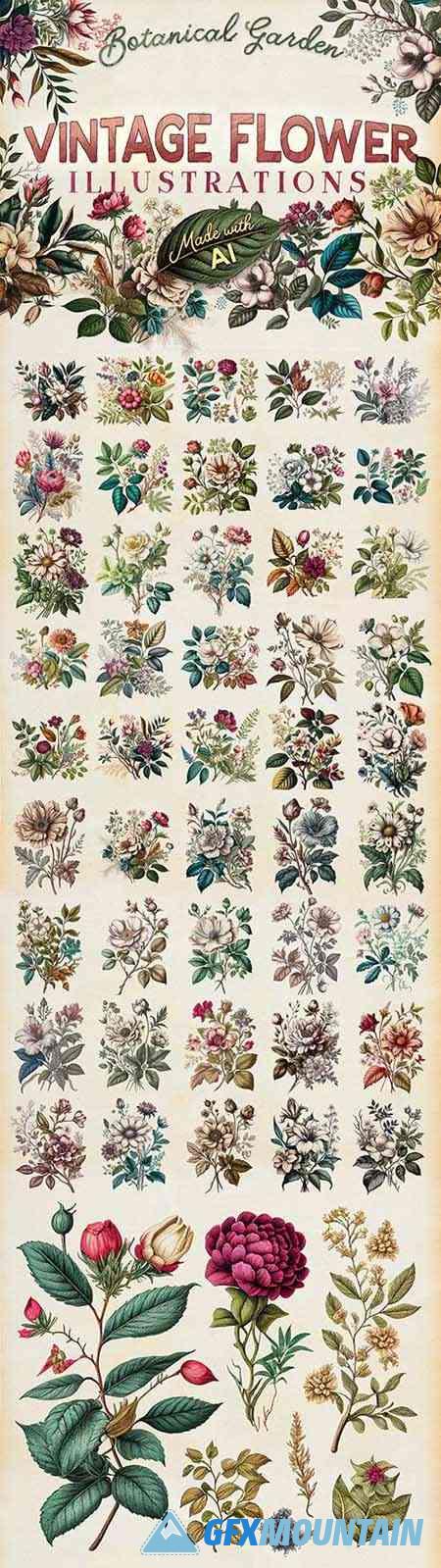 Vintage Botanical Garden & Flower Illustrations