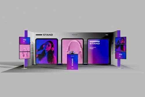 Exhibition Stand with Video Wall Mockup